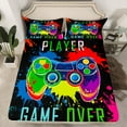 thumbnail image 2 of Homewish Abstract Gradient Gamer 4 Pieces Queen Sheet Sets For Kids Teens Adults,Video Game Ultra Soft Flat Sheet,Hippie Graffiti Splash Queen Fitted Sheet,Super Cozy Room Decor, 2 of 7