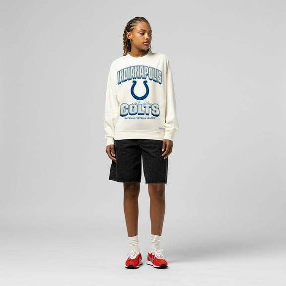 Women's  Mitchell & Ness  Cream Indianapolis Colts Tonal Arch Sweatshirt
