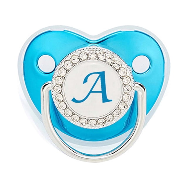 DPTALR Baby Pacifier 26 Letter Name Initials Clip Silicone Baby Pacifier Golden Shiny Newborn Pacifier
