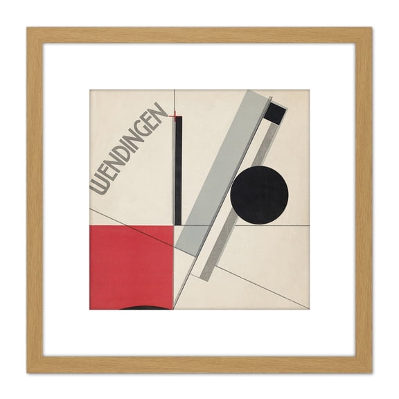 Abstract Geometric Shapes Twists Nr 4 1922 8X8 Inch Square Wooden Framed Wall Art Print Picture with Mount