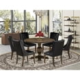 thumbnail image 2 of East West Furniture 7 Piece Dining Room Set Includes a Mid Century Modern Dining Table and 6 Black PU Leather Dining Chairs with Button Tufted Back - Distressed Jacobean Finish, 2 of 2