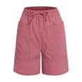 thumbnail image 5 of vigerkar Womens Summer Linen Shorts Casual Fashion Beach Shorts Drawstring Elastic Waist Comfy Quick Dry Pants with Pockets Watermelon Red, XXL, 5 of 5