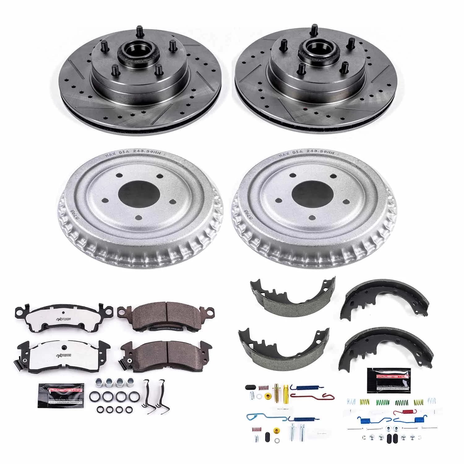 PowerStop Front and Rear Z26 Street Warrior Brake Pad Rotor Drum and Shoe Kit Fits: BUICK CHEVROLET GMC OLDSMOBILE PONTIAC Select Models K15022DK-26