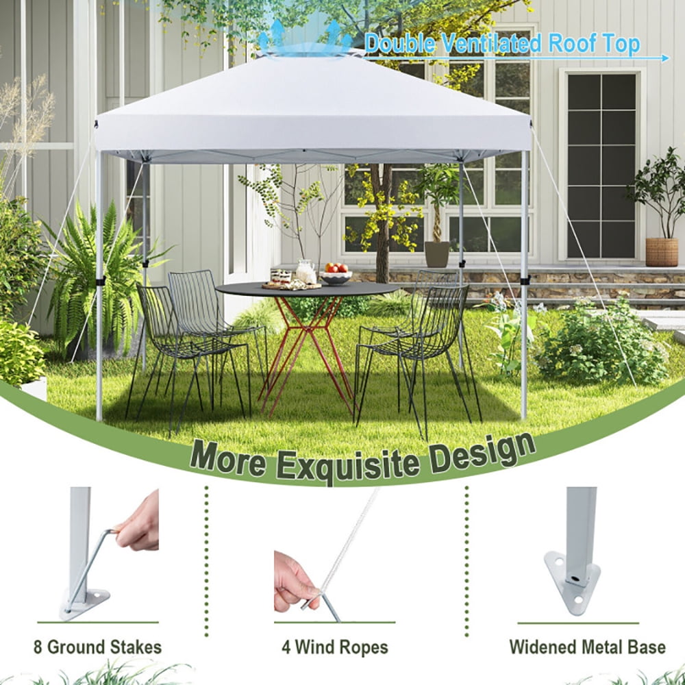 Aimee Lii 2-Tier 10 x 10 Feet Pop-up Canopy Tent with Wheeled Carry Bag, Backyard Canopy Gazebo for Party Camping BBQ Events, White