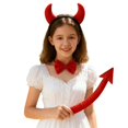 thumbnail image 4 of Diadema de tela con cuernos y cola para cosplay de adultos; elástica y ajustable; ideal para fiestas góticas, festivales, Halloween, sesiones fotográficas y el escenario, 4 of 5