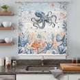 thumbnail image 5 of Octopus Coastal Sheer Curtains 108" Extra Long, Summer Beach Coral Starfish Blue Grey Light Filering Curtains, Privacy Drapes Simi Floor to Veiling Curtain for Living Room Large Window Treatment, 5 of 8