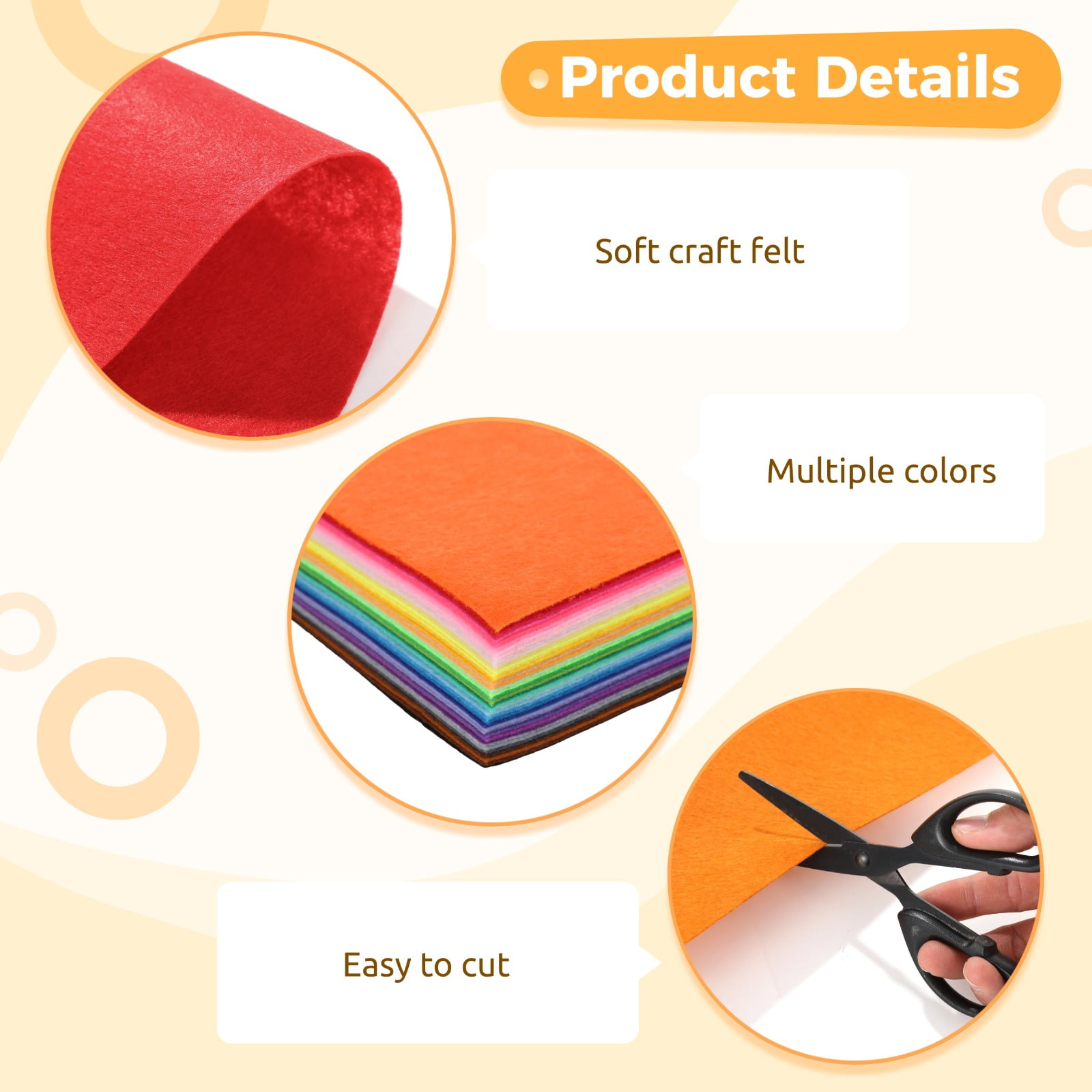 120 Pcs Felt Sheets 11.8x11.8 in, 40 Colors Craft Felt Squares, Soft & Long-Lasting, Easy to Cut, Fabric Felt for DIY Crafts, Sewing, Young Artist's Art Projects, Decorations
