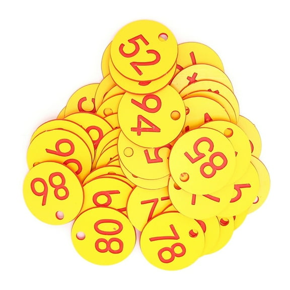 Number Tags 1-100 Numbered Labeling Tags with Hole Easy Fastened 100PCS Plastic for Key Tags Identification Tags for Loc