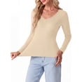 thumbnail image 2 of Cueply Long Sleeve Thermal Shirts for Women Lace Fleece Lined Stretch V Neck Tops Undershirt Base Layer, 2 of 8
