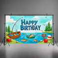 thumbnail image 7 of Fishing Theme Happy Birthday Backdrop Banner Background Decorations for Birthday Party Photography Props Party Supplies Outdoor Celebrations, 7 of 7
