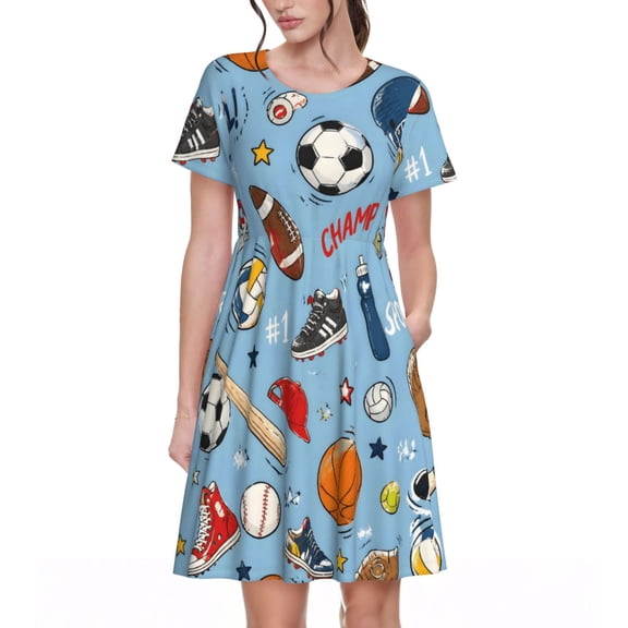 Sports Dresses Short Sleeve Nightdresses for Women