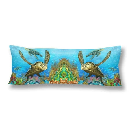 Gckg Coral Reef Sea Turtle Body Pillow Covers Pillowcase 20x60