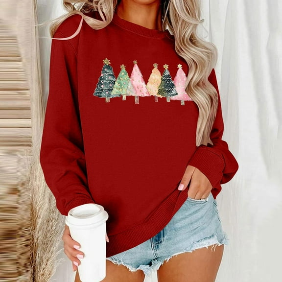 ‌FDGIU Christmas Sweatshirt for Women 2025 – Merry Holiday Pullover, Cozy Long Sleeve Loose Fit Top‌