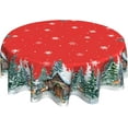 thumbnail image 6 of Christmas Round Tablecloth 60 inch Christmas Nativity Table Cloth Xmas Tree Table Cloths Decorations for Home Kitchen Dining Red Buffalo Plaid, 6 of 8
