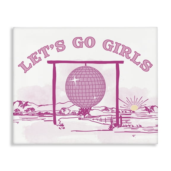 Stupell Industries Go Girls Western Disco Landscape & Nature Painting Wrapped Canvas Art Print Wall Art, 20 x 16