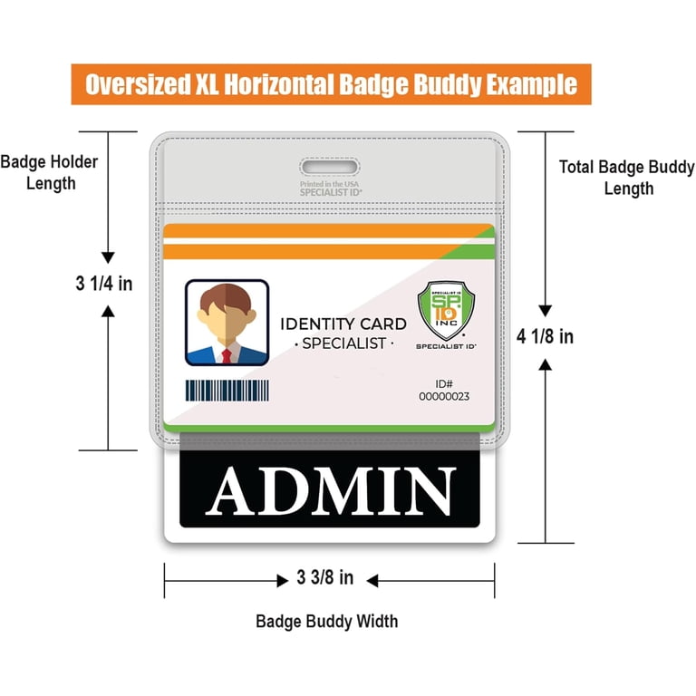 4-Pack Oversized Horizontal Badge Buddies For Nurses & Medical Staff - Custom Role ID Backer (Purple)
