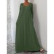 thumbnail image 1 of mfyjkho Vestidos de verano para mujer, Vestido de mujer de moda de color liso con cuello en V y manga larga, falda larga con bolsillo Vestidos de fiesta para mujer xxxxxl, 1 of 5