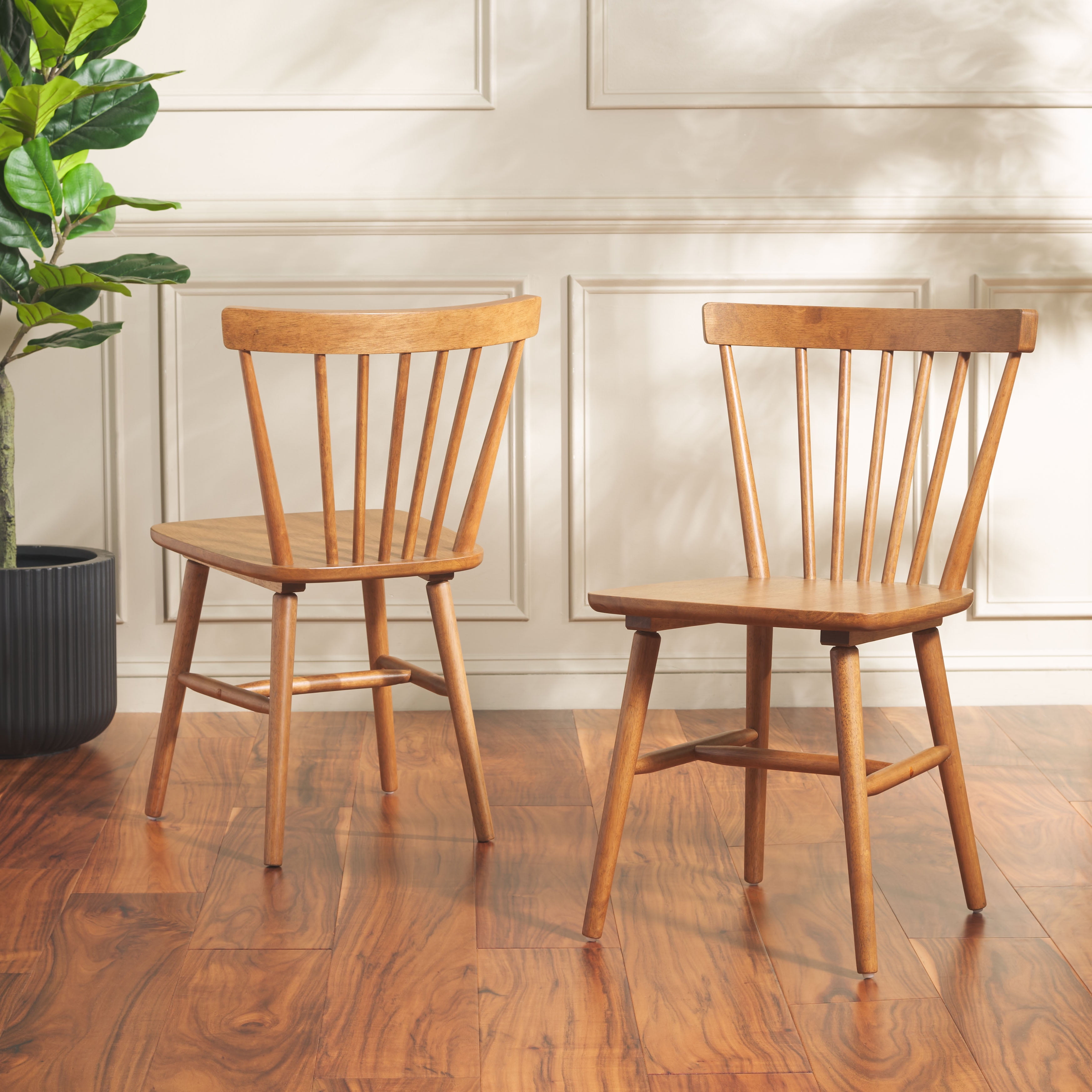 Safavieh Winona Scandinavian Wood Dining Side Chairs, Honey (Set of 2)