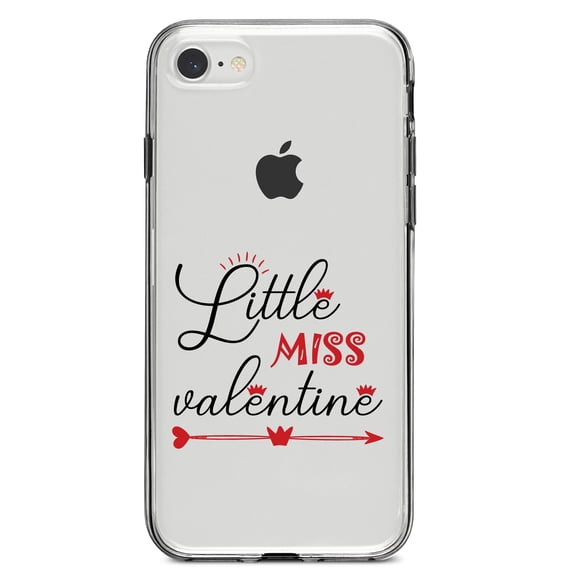 DistinctInk Clear Shockproof Hybrid Case for iPhone 7 8 SE (2020 Model) 4.7" Screen TPU Bumper Acrylic Back Tempered Glass Screen Protector - Little Miss Valentine
