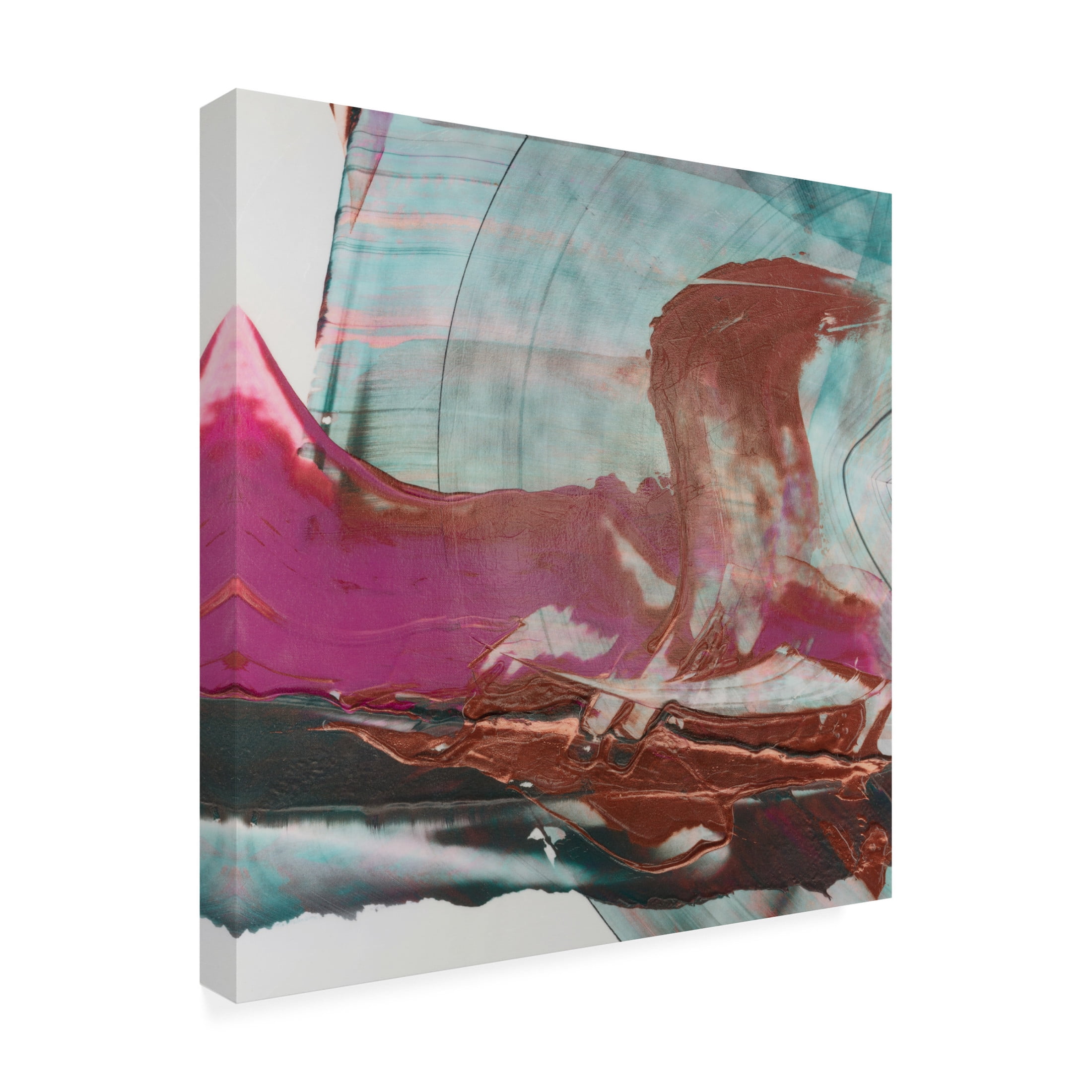 Canvas Wall Art - Ethan Harper 'Magenta and Patina II' Wall Art for Living Room, Bedroom, or Office Décor by Trademark Fine Art - 14 x 14 Inches