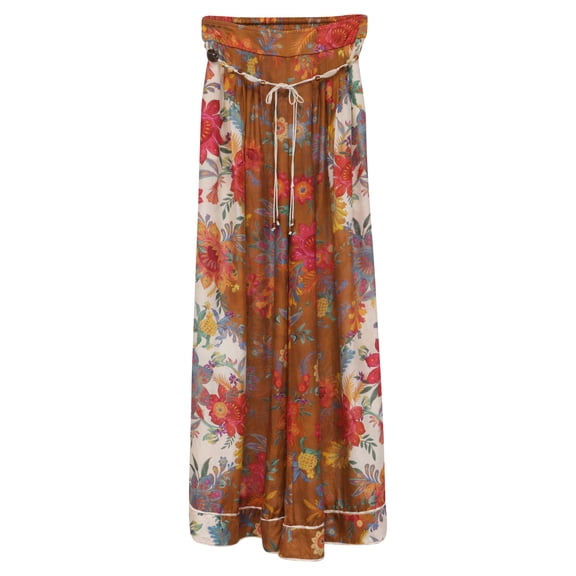 Pre-Owned Zimmermann Ginger Floral-Print Wide-Leg Pants in Multicolor Silk