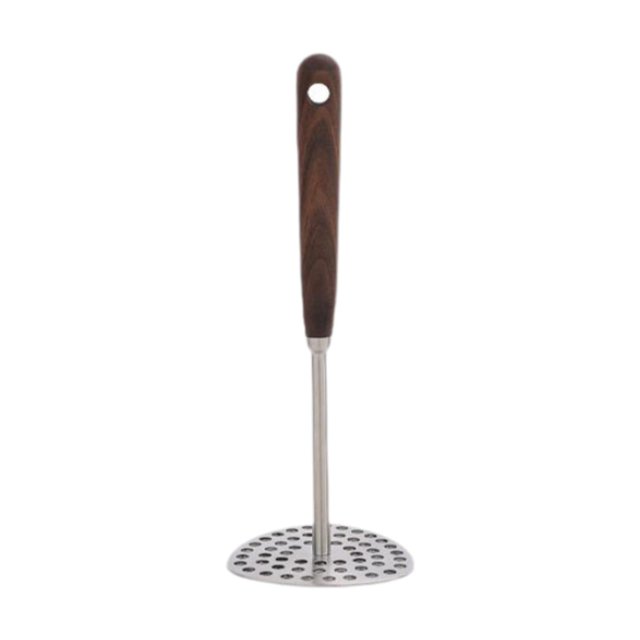 Herramienta de machacador de alimentos para bebés para bebés de cocina, machacador de tater, gadgets de cocina lisos de madera de acero inoxidable