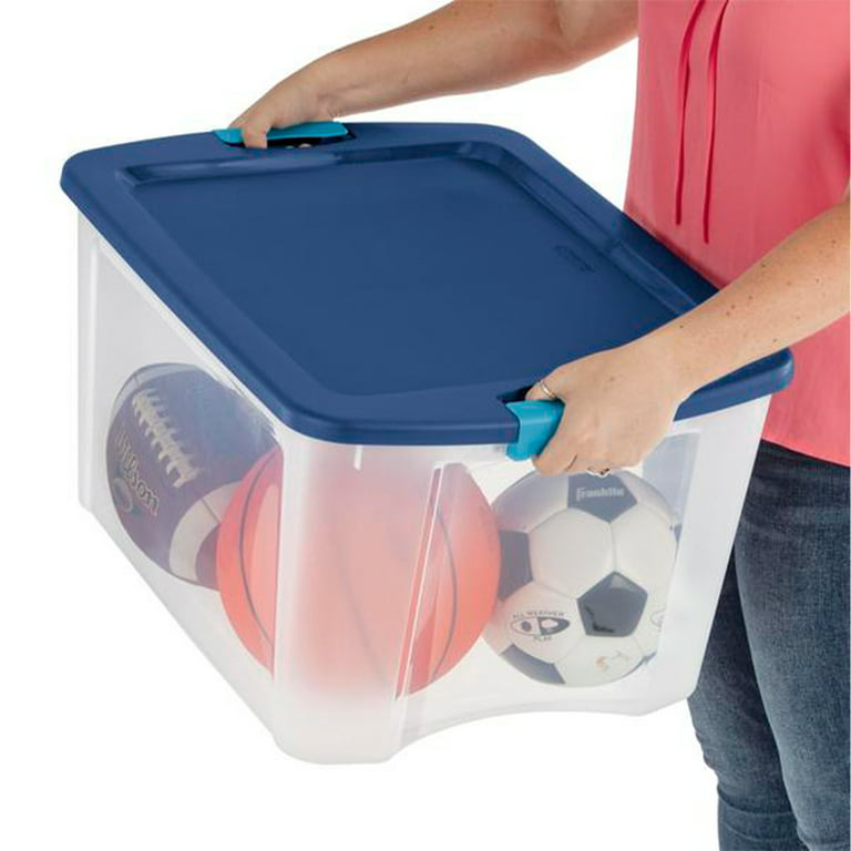 Sterilite 12 Gal Latch and Carry Stackable Storage Bin with Latching Lid, 6  Pack