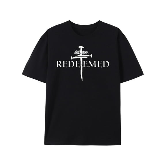 Greenink Redeemed Cross Nails Mens Christian Jesus Shirt Short Sleeve T-Shirt Religious Graphic Tee Tops for Women Men