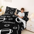 thumbnail image 3 of Castle Fairy Minimalist Football Print Queen Sheets 4 Pieces, Sport Theme Queen Sheet Sets, Black White,1 Fitted Sheet, 1 Flat Sheet and 2 Pillowcases, 3 of 6