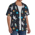 thumbnail image 4 of Honeii 's Space for men's short-sleeved button-up collared shirt featuring a pocket, perfect for beach vacations, and travel adventures., 4 of 5