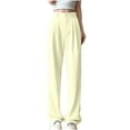 thumbnail image 2 of Womens Hiking Pants Lightweight New Women's Casual Loose Full Length Pants High Waist Button Wide Leg Trousers Dress Business Work Pant Beige M, 2 of 6