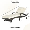 thumbnail image 3 of 76'' Long Reclining Chaise Lounge Set of 2, Outdoor Wicker Reclining Lounge Chair Patio Rattan Double Chaise with Cushions, Lawn Sunbathing Chairs Beach Pool Backrest Recliners, Beige, 3 of 9