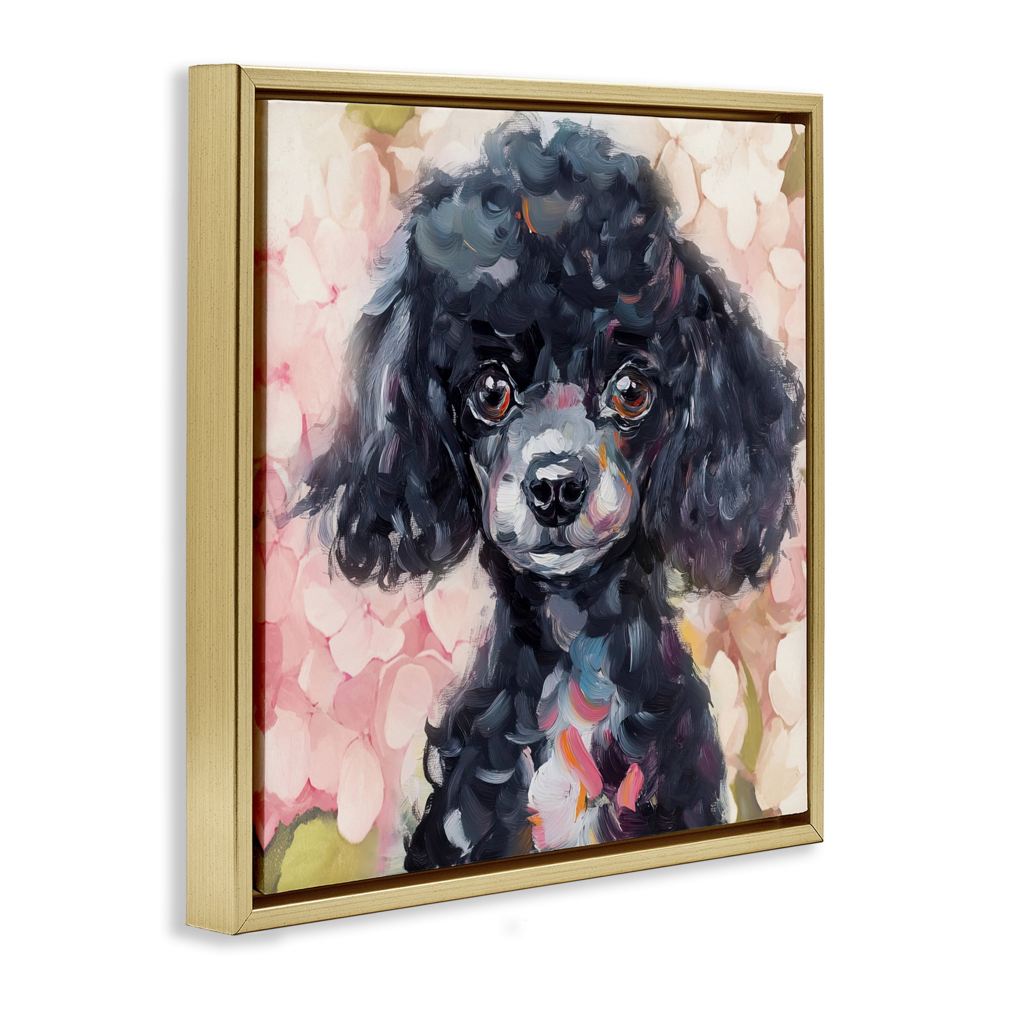Stupell Industries Little Black Poodle Gold Framed Floater Canvas Wall Art, design by Tina LeCour
