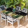 thumbnail image 2 of Black Christmas Table Cloths for 6 Foot Rectangle Tables, Xmas Tree Snowflake Farmhouse Patio Waterproof Elastic Fitted Tablecloths, Washable Rectangular Table Cover for Camping, 2 of 8
