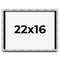 22x16 Frame Brushed Silver Solid Wood Picture Frame | 0.75 Inch Moulding Width | Rabbet Depth 0.75