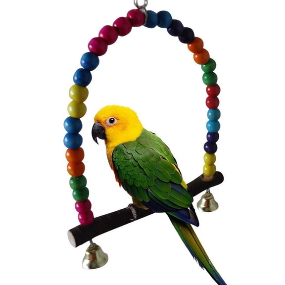 Bird Toy - Multi-color Wooden Cage Hanging Swings Budgie Toys for Parakeet Parrot Parakeet Cockatiel Lovebird