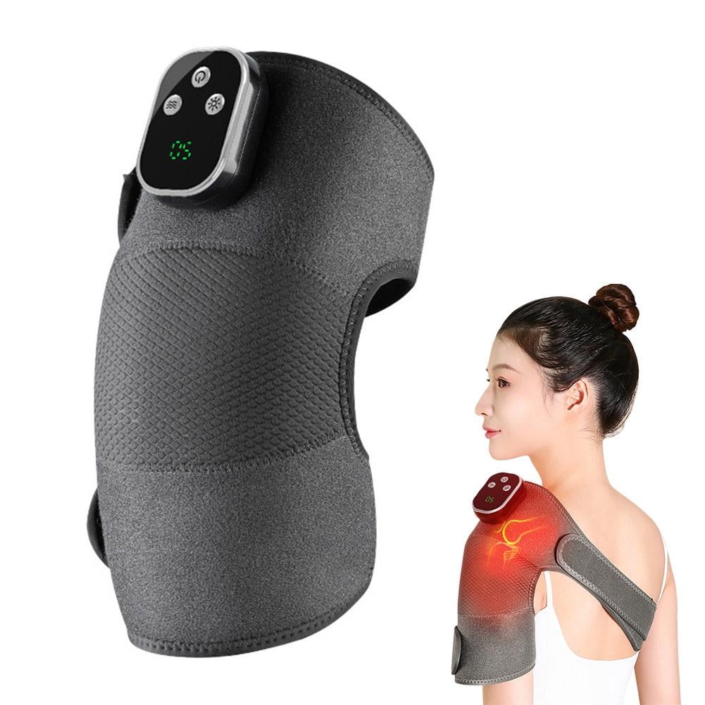 Wireless Heating Knee Massager, Rechargeable Joint Pain Relief Wrap, Portable Vibration & Heat Therapy Pad for Knees, Shoulders, Elbows, Adjustable Grey Design
