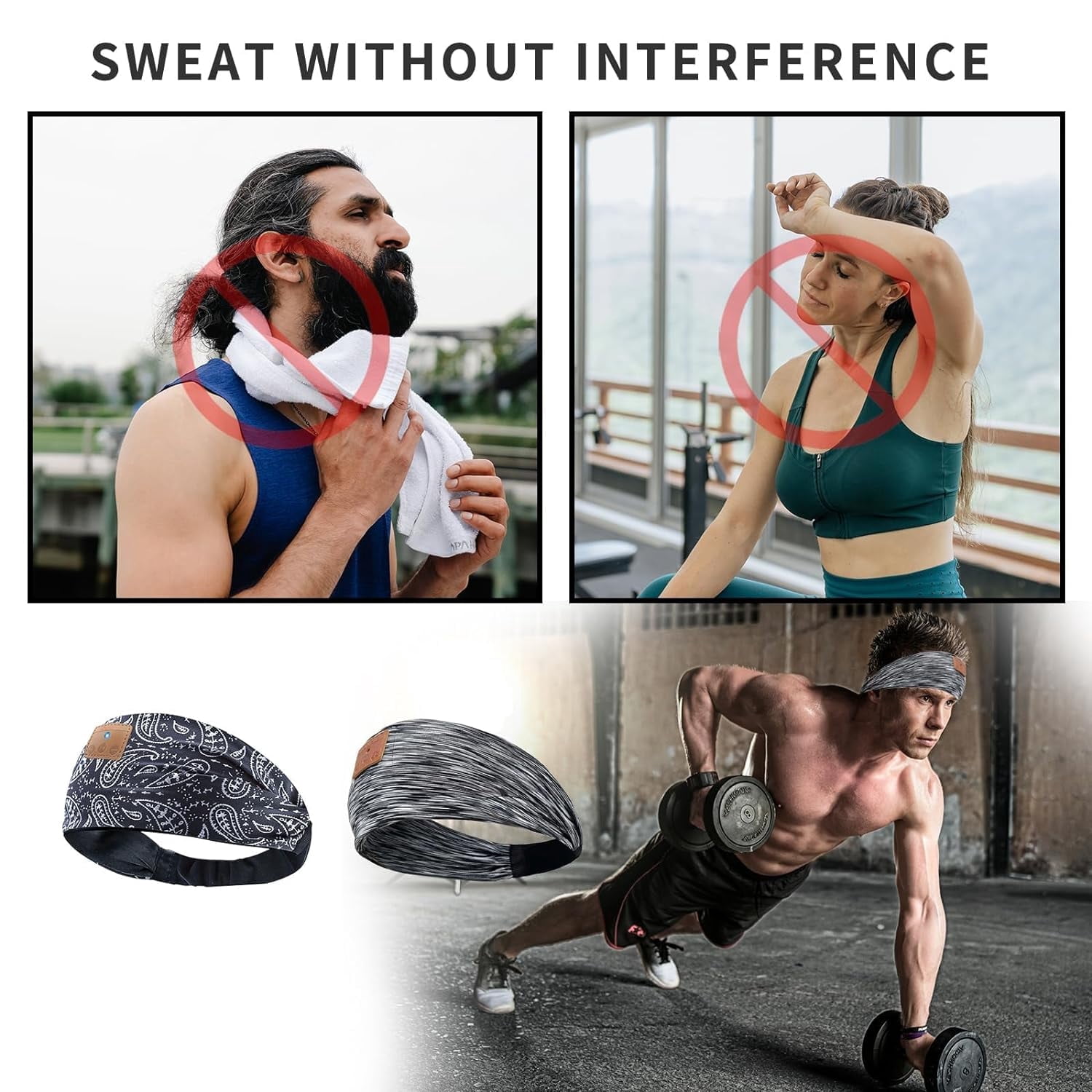 DIMEN Sleep Headband Headphones Bluetooth with Mic - HD Sound for Side Sleepers, Yoga & Sports