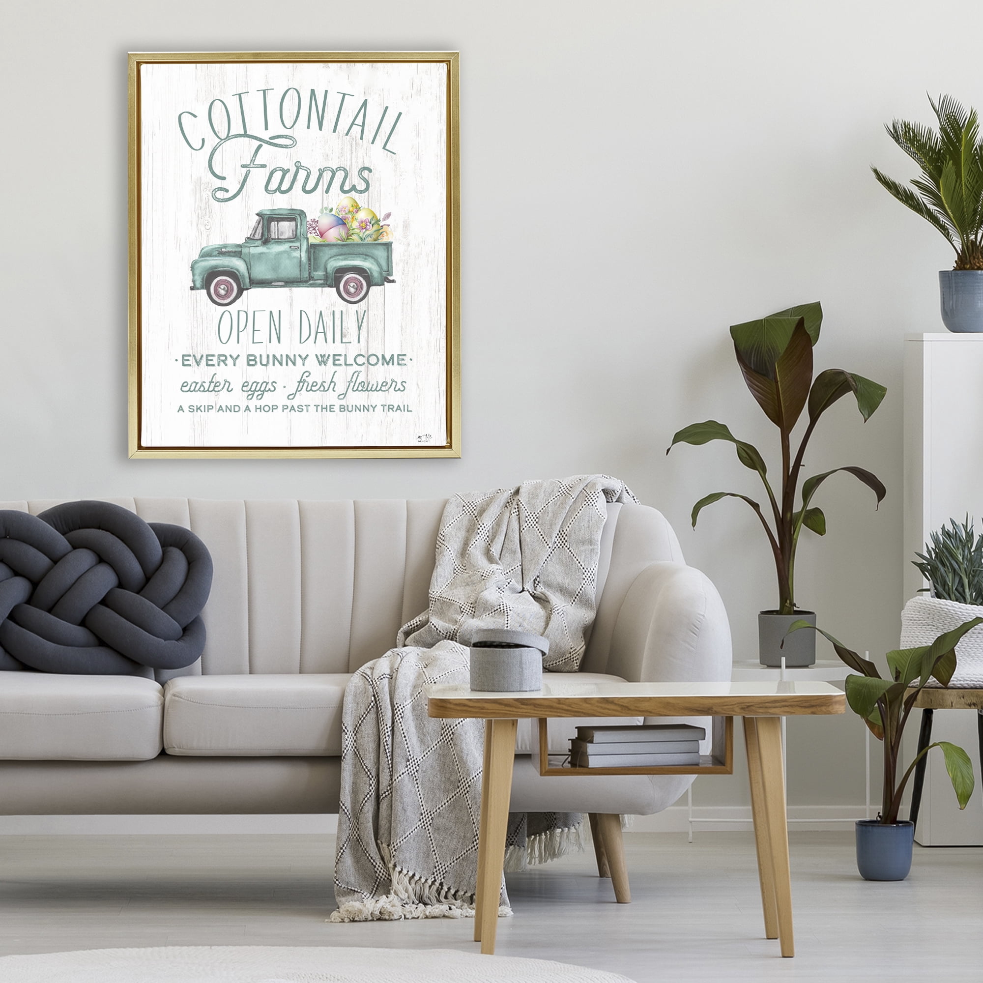 Stupell Industries Antique Cottontail Farms Gold Framed Floater Canvas Wall Art, design by Lux + Me Designs