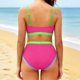 thumbnail image 5 of Conjunto de Bikini de Cintura Alta para Mujeres Traje de Baño de Dos Piezas de Control Del Estómago, Traje de Baño de Bloque de Color con Almohadillas Extraíbles, 5 of 8