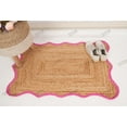 thumbnail image 5 of Rectangle Rug Natural Jute Rug Hand Braided Beige and Pink Color Rounding Line Area Rug, 5 of 5
