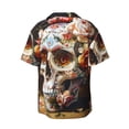thumbnail image 6 of Daiia Rose Floral Skull Men's Linen Shirts Short Sleeve Casual Shirts Button Down Shirt for Men Beach Summer Wedding Shirt-Small, 6 of 6