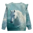 thumbnail image 6 of Xoenoiee Horse Print Toddler Girls Sweatshirt Crewneck Pullover Ruffle Long Sleeve Tops Blouse Cotton T-Shirt Fall Winter Clothes, Size 5-6 Years, 6 of 7