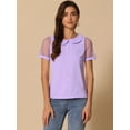thumbnail image 3 of DARING DIVA Women's Polka Dots Mesh Peter Pan Collar Blouses L Purple, 3 of 6