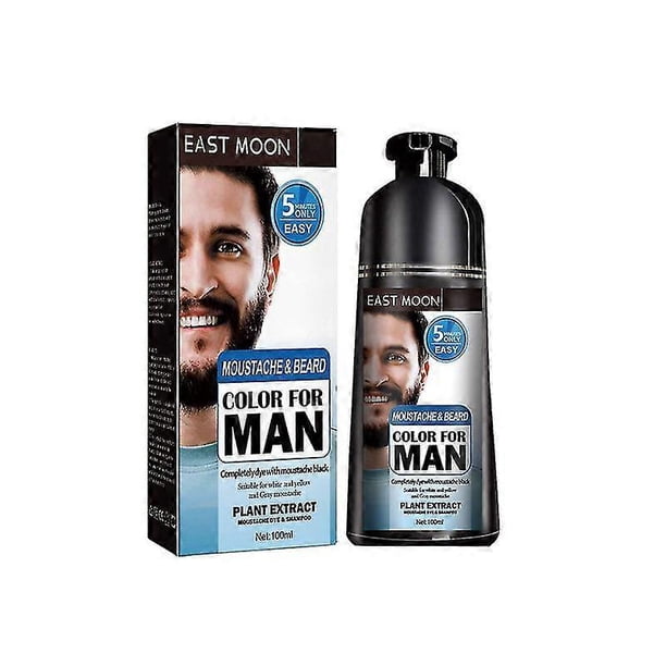 Men 2 In 1 Beard Mustache Natural Hair Color Shampoo Permanent Black Dye