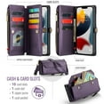 thumbnail image 3 of Compatible with iPhone 14 Pro Max 6.7 inch Zipper Wallet Phone Case Tempered Glass Screen Protector Crossbody Lanyard Strap Flip Card Holder Slot Cell Cover for iPhone14promax 5G i 14Max Women Purple, 3 of 9