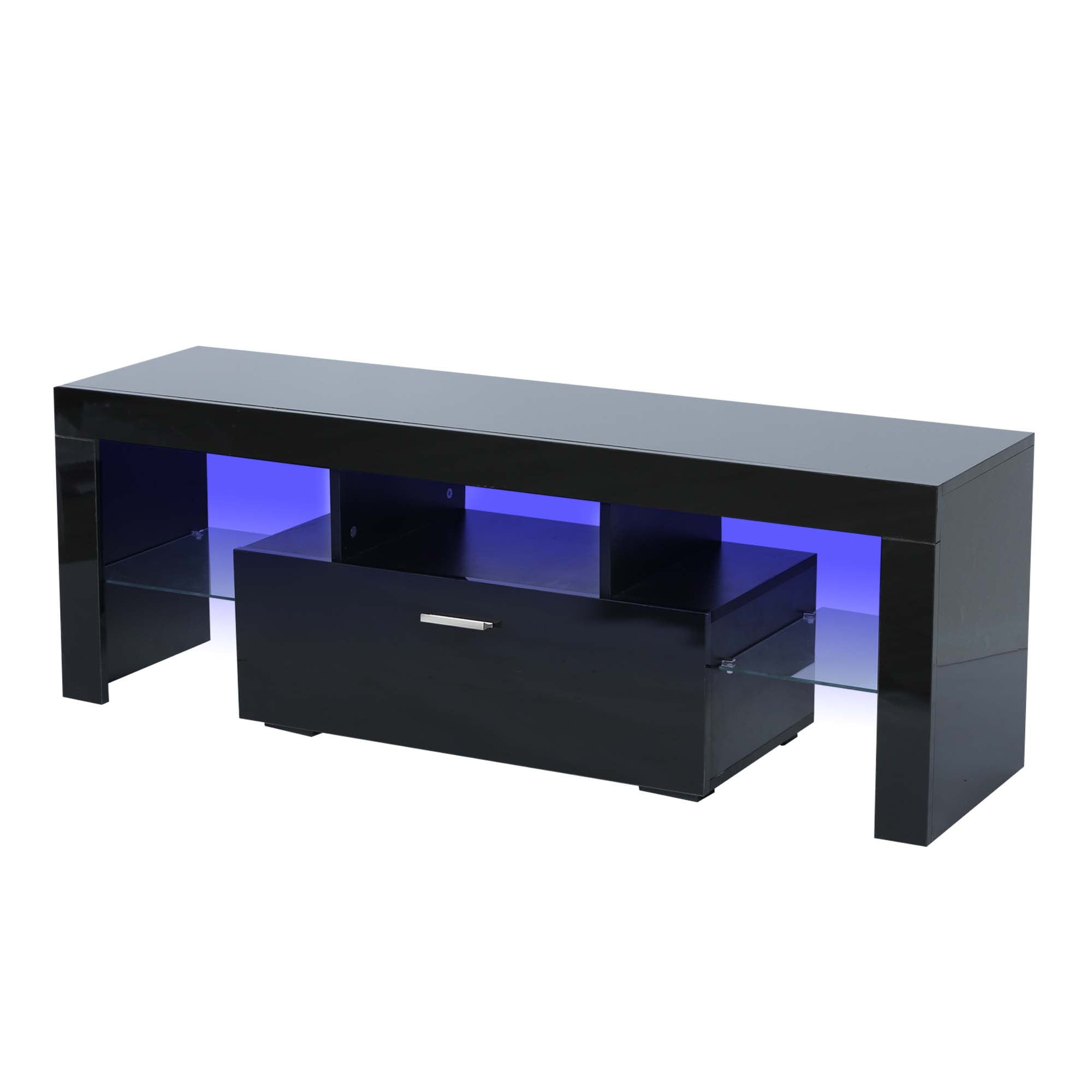 Aukfa LED  TV Stand for TVs up to 60", Storage TV Cabinet for Living Room - Black
