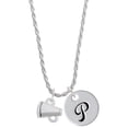 thumbnail image 1 of Delight Jewelry Silvertone Mini Megaphone Silvertone Script Initial Disc - P - Charm Necklace, 20"+3", 1 of 4
