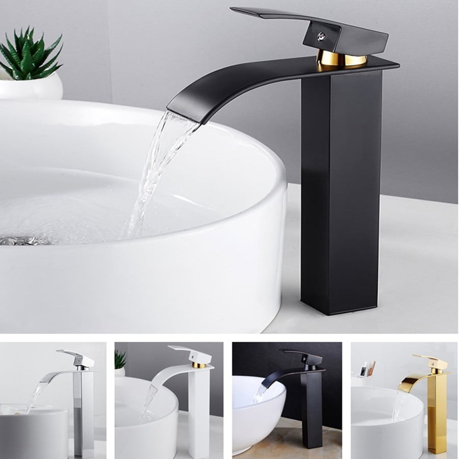 Details about   Basin Faucet Vanity Sink Single Handle Brass Mixer Wall Mount Bathroom Waterfall