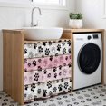 thumbnail image 3 of Pink Beige Paw Print Cabinet Curtain 35"Wx35"L,Dustproof Under Sink Skirt W/ Self Adhesive Tape,Vintage Farmhouse Country Wooden Grain Cabinet Curtain Cover for Kitchen Sink,Bathroom Vanity, 3 of 9
